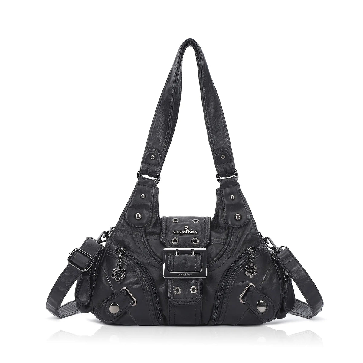 Retro Utility Multi-Pocket Satchel Shoulder-Crossbody Bag