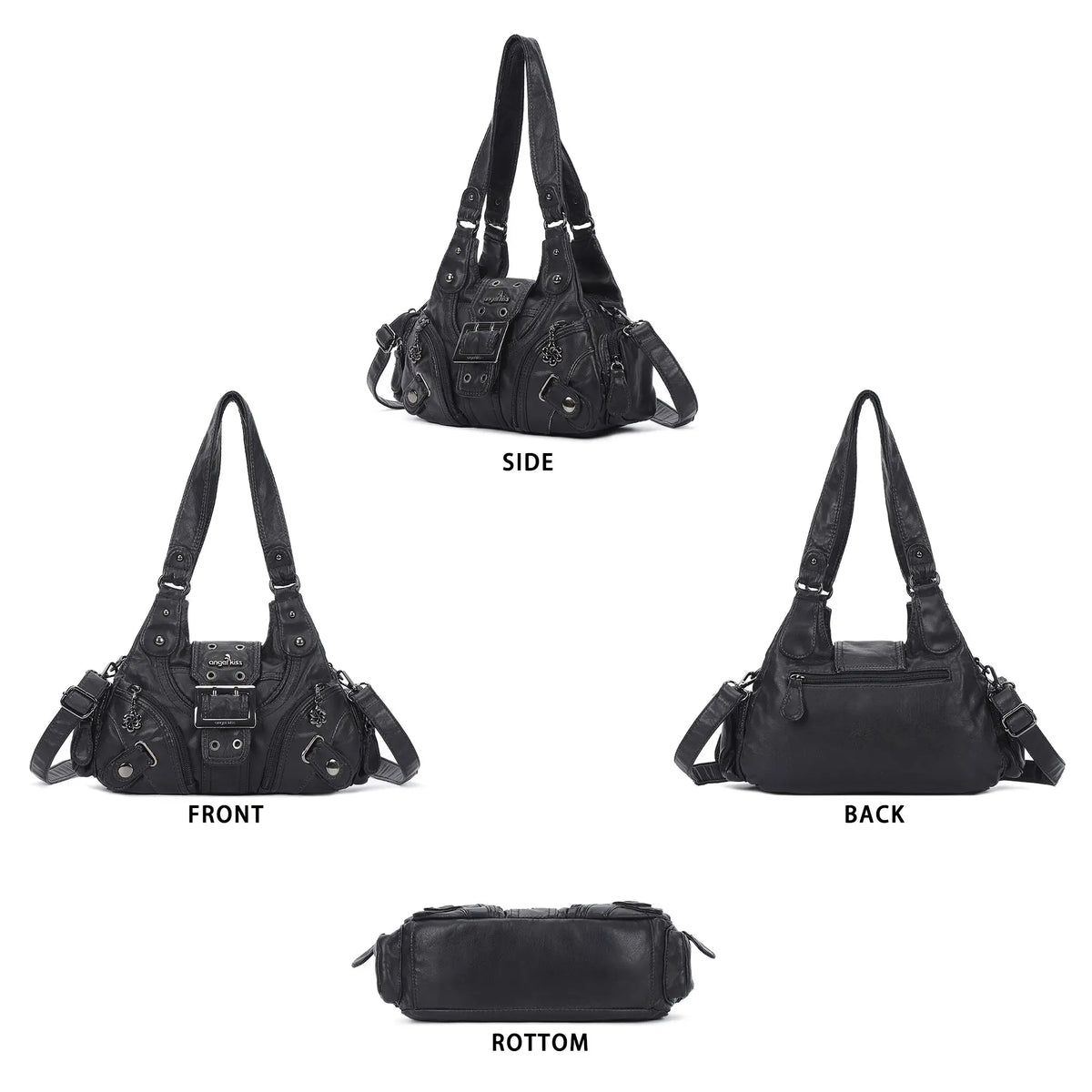 Retro Utility Multi-Pocket Satchel Shoulder-Crossbody Bag