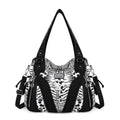 Y2K Leopard Patchwork Hobo Shoulder Bag