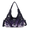 Vintage Large Capacity Multi-Pocket Hobo Shoulder Bag with Rivet Details