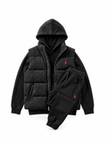 Quilted Vest Hoodie Sweatpants 3-Piece Set