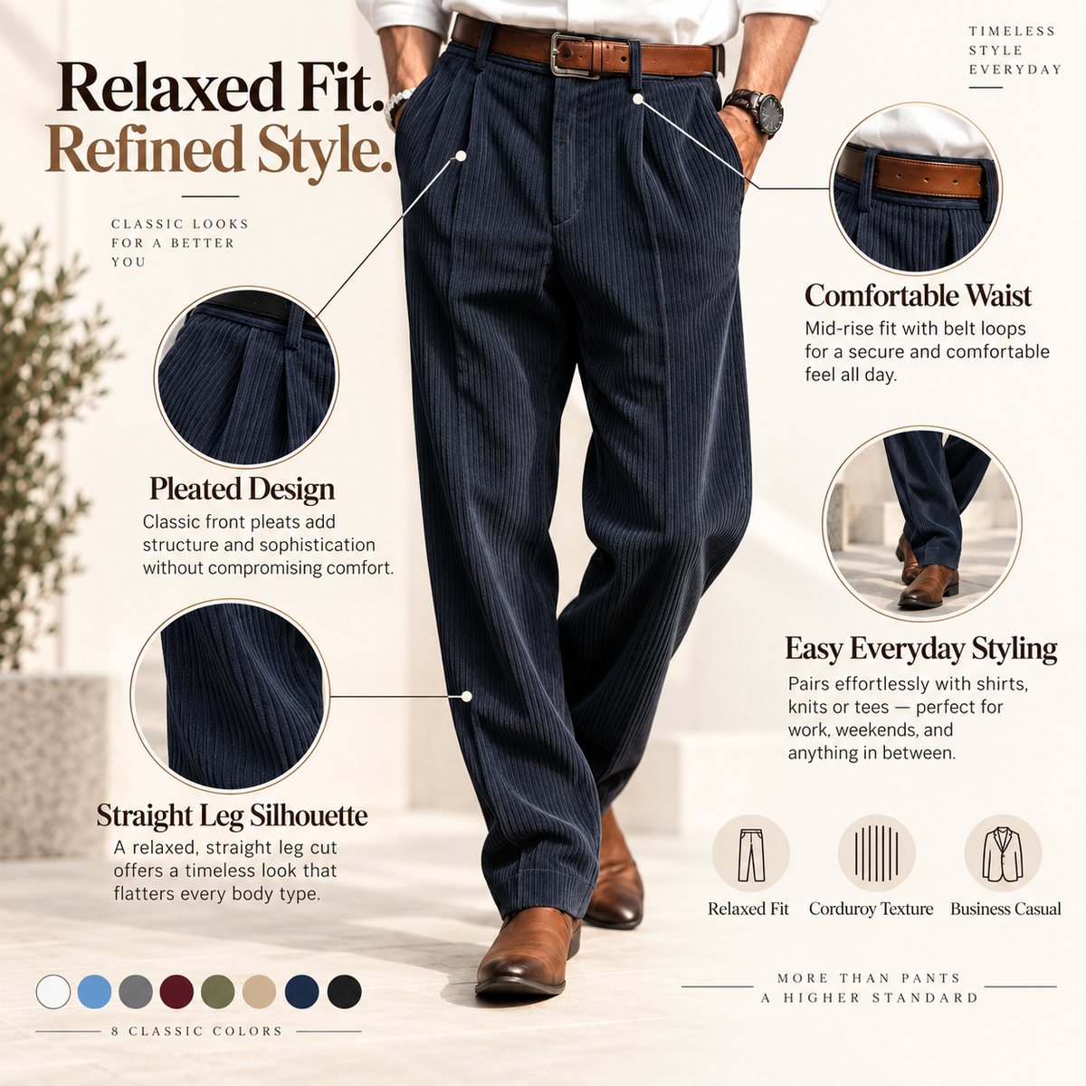 Men's Corduroy Straight Leg Pants