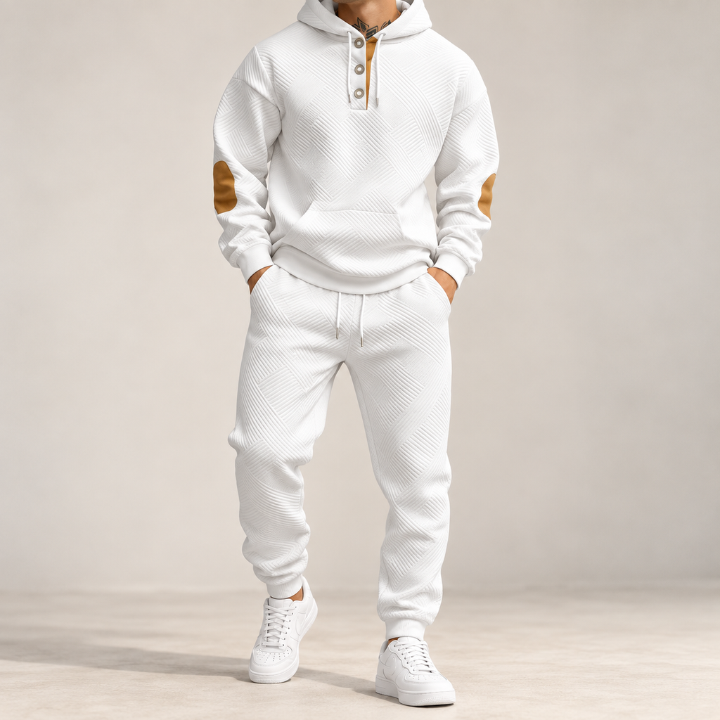 Men's Premium Textured Hoodie & Jogger Set | Embossed Knit Tracksuit