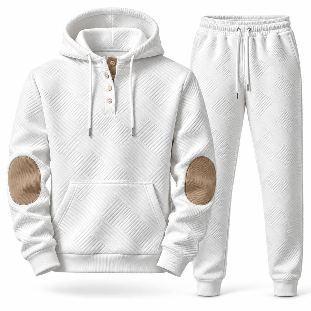 Men's Premium Textured Hoodie & Jogger Set | Embossed Knit Tracksuit