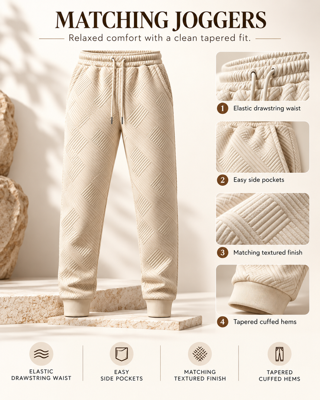 Men's Premium Textured Hoodie & Jogger Set | Embossed Knit Tracksuit