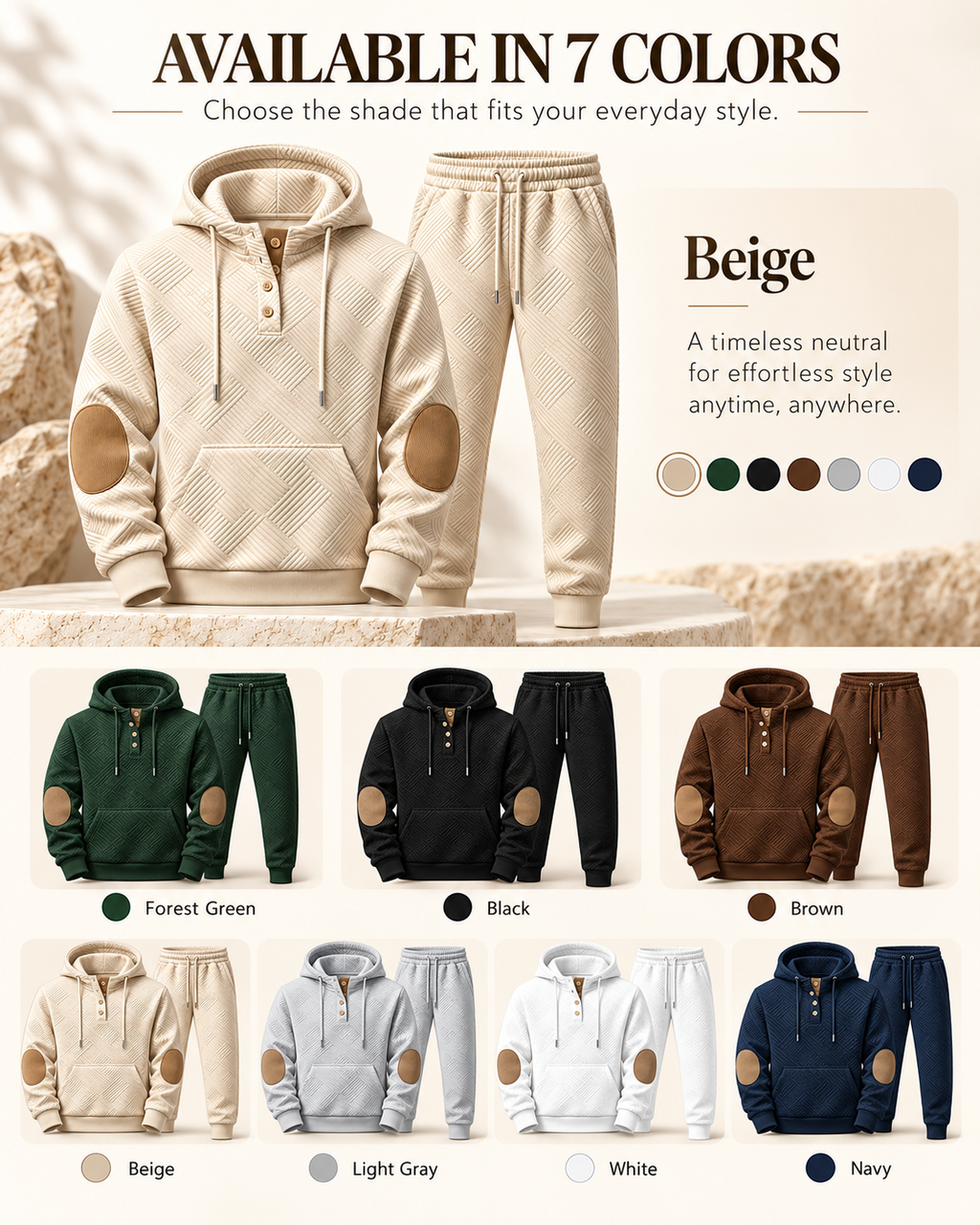 Men's Premium Textured Hoodie & Jogger Set | Embossed Knit Tracksuit