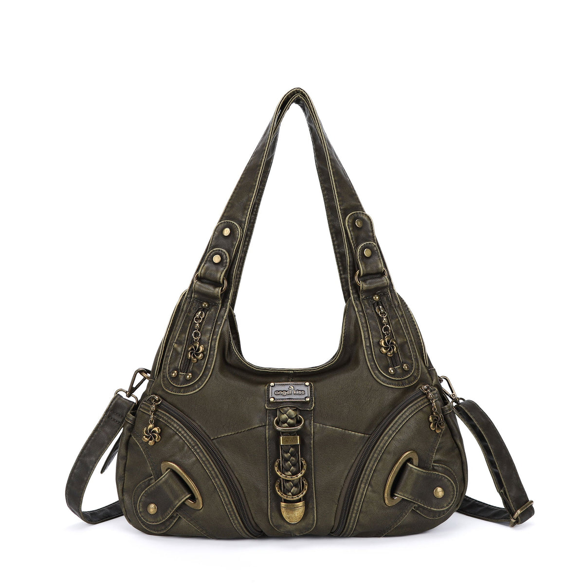 Heritage Braided Buckle Vegan Leather Hobo Bag