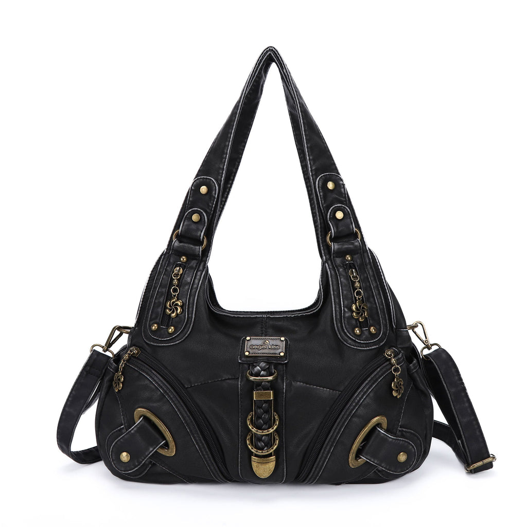 Heritage Braided Buckle Vegan Leather Hobo Bag