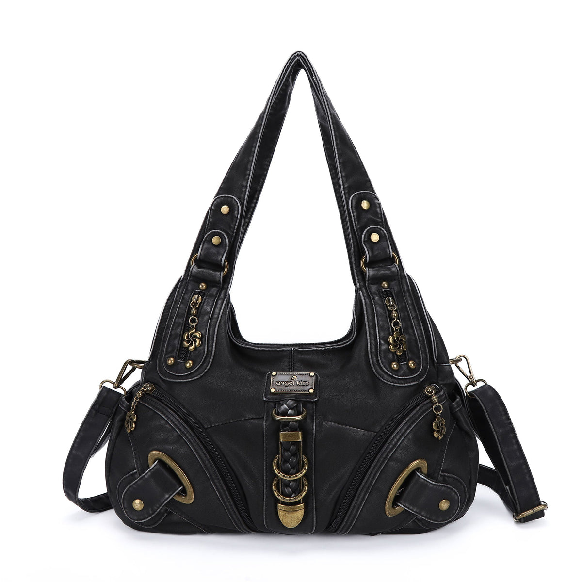 Heritage Braided Buckle Vegan Leather Hobo Bag
