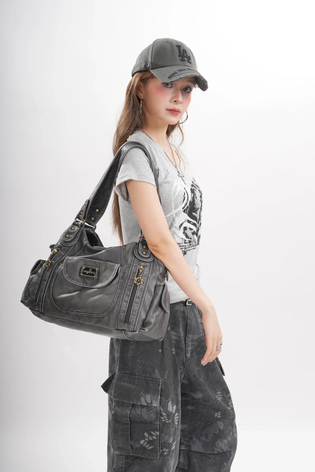 Women Handbag With High Quality Washed PU Multi Purpose Tote Bag