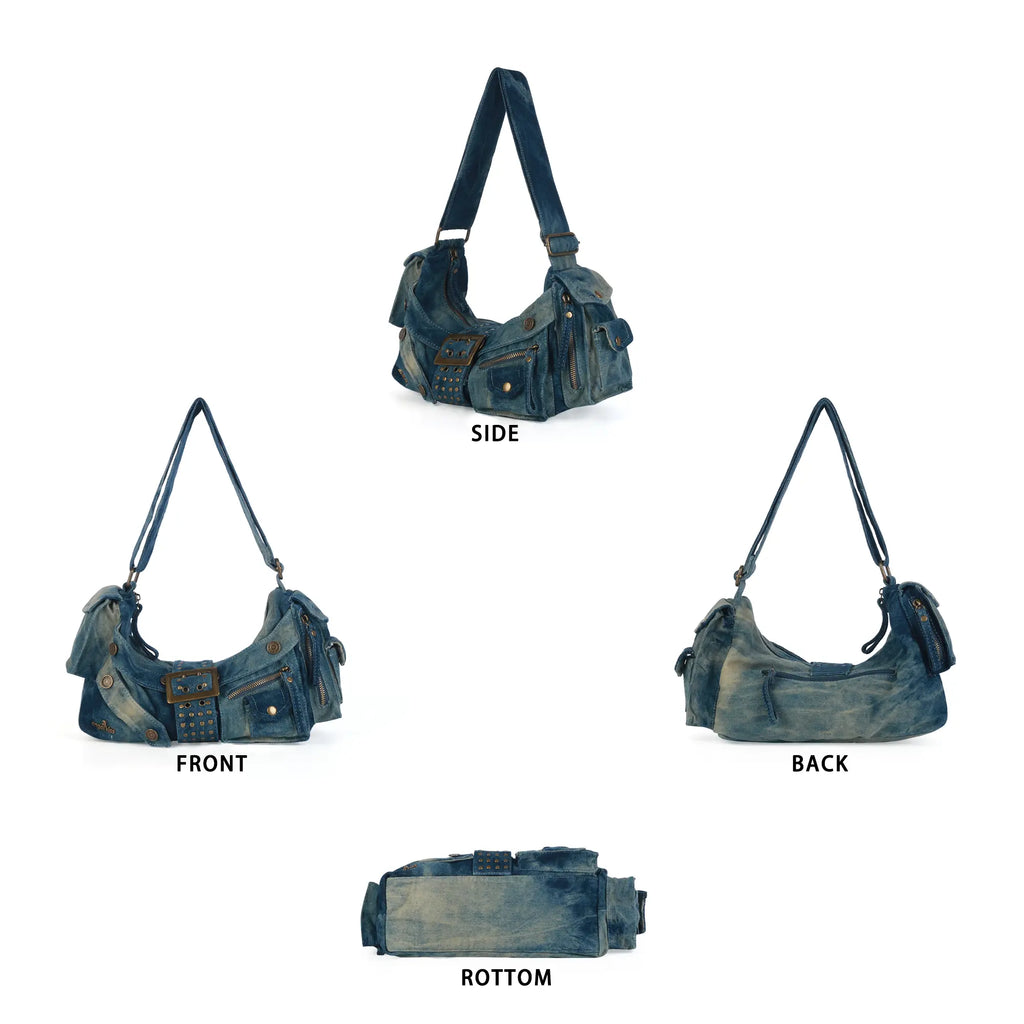 Colorful Denim Purse | Versatile Carry: Handheld, Shoulder, or Crossbody