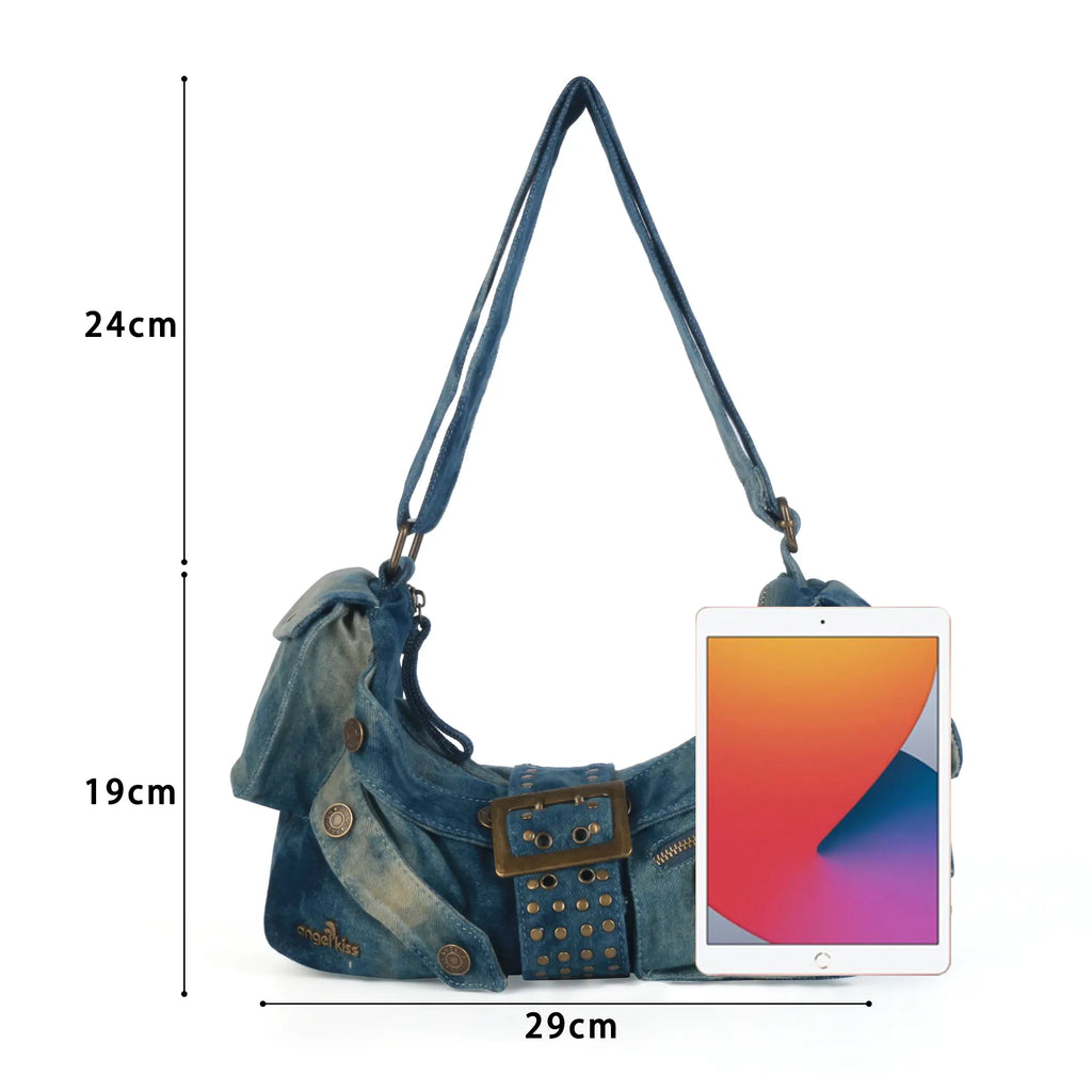Colorful Denim Purse | Versatile Carry: Handheld, Shoulder, or Crossbody