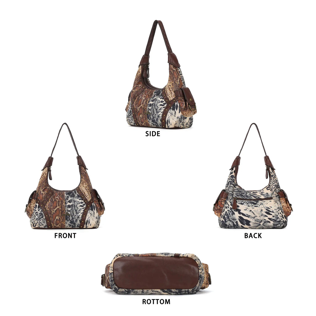 Modern Trendy Vintage Vegan Leather Hobo Tote Shoulder Bag