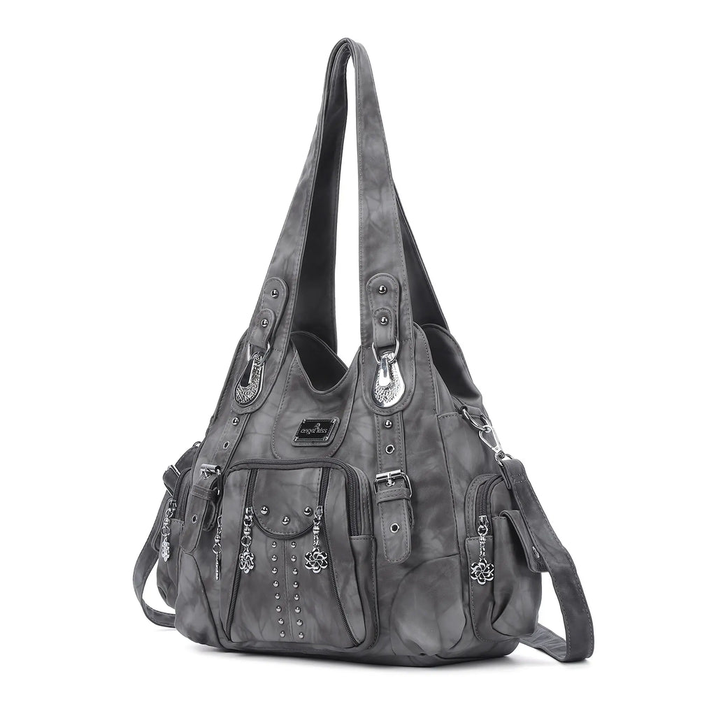 Tie-Dye Hobo Shoulder Bag with Rivet Strap Details