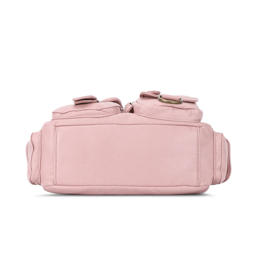 Tie-Dye Pink Multi-Pocket Vegan Leather Shoulder Tote Handbag