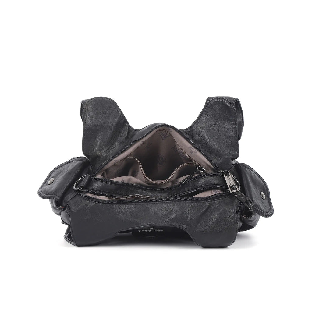 Studded Utility Multi-Pocket Shoulder Bag